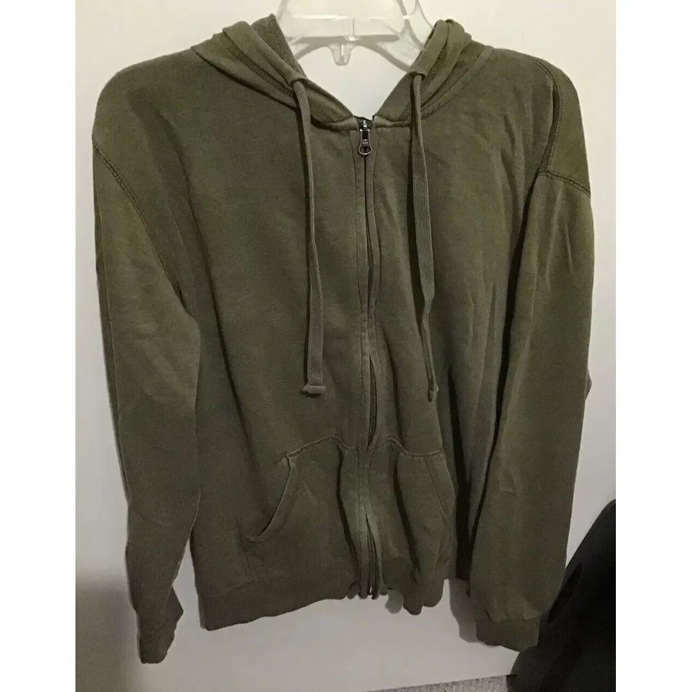Falls Creek  Men's Zip Soft Fleece Hooded Jacket‎ Olive Green Size L